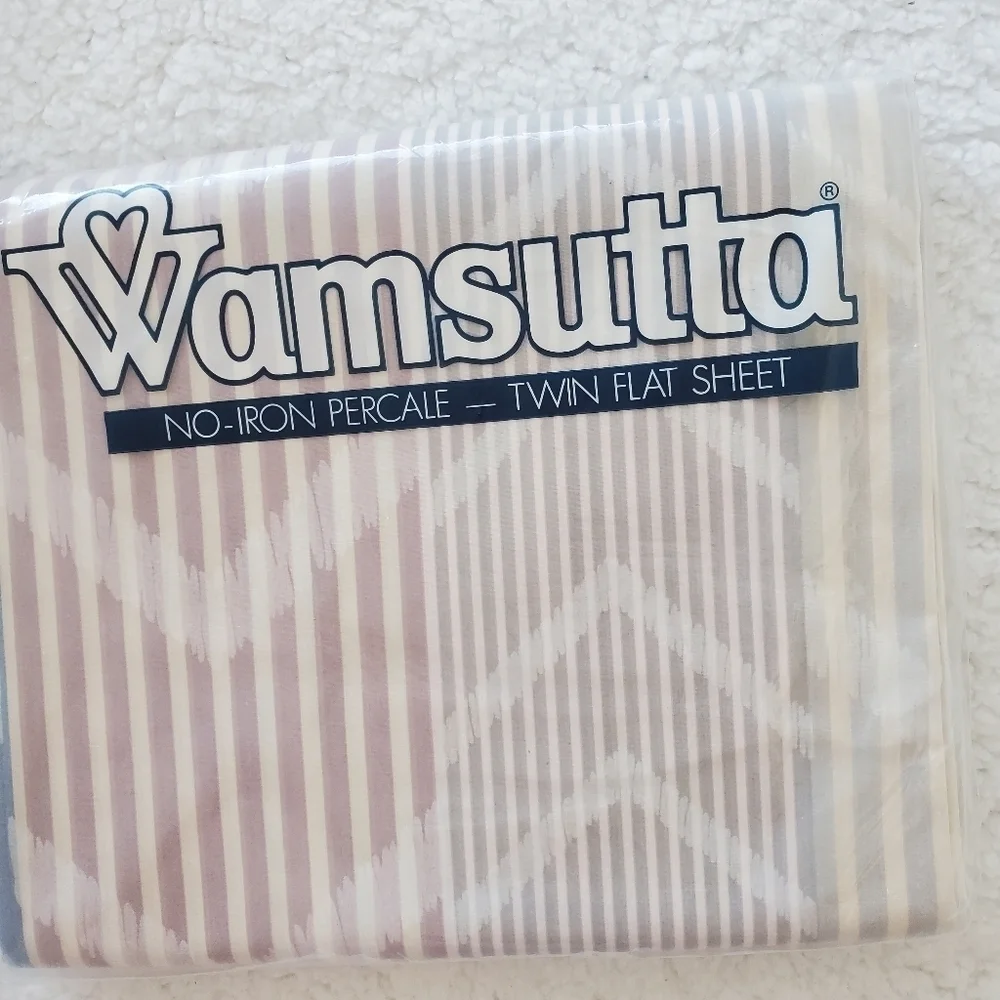 Vintage Wamsutta Dusty Pink & White One Twin Flat Sheet 66×96‎ in.